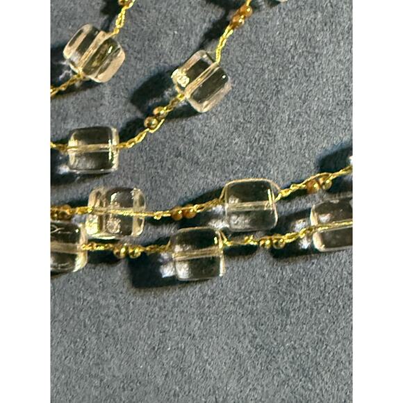 Handcrafted Clear & Gold Tone Beaded Necklace - 50 Inches - Picture 6 of 9